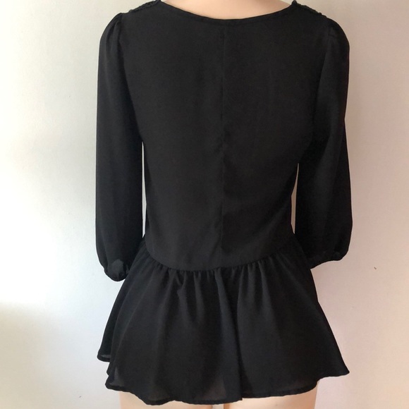 Anthro | Birdcage Label Black Semi Sheer Blouse - Picture 3 of 5